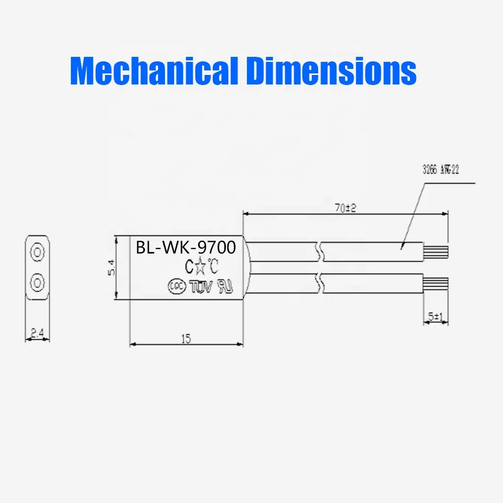 50 шт. BL-WK-9700-C термостат, нормально открытый/закрытый переключатель температуры, термовыключатель Н.О 5А, биметаллический регулятор температуры