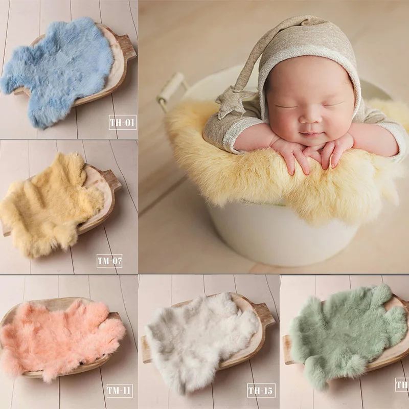 

Rabbit Fur For Babies Baby Girl Birth Newborn Photography Props Blankets Accessories New Born Photo Shoot Background Blanket