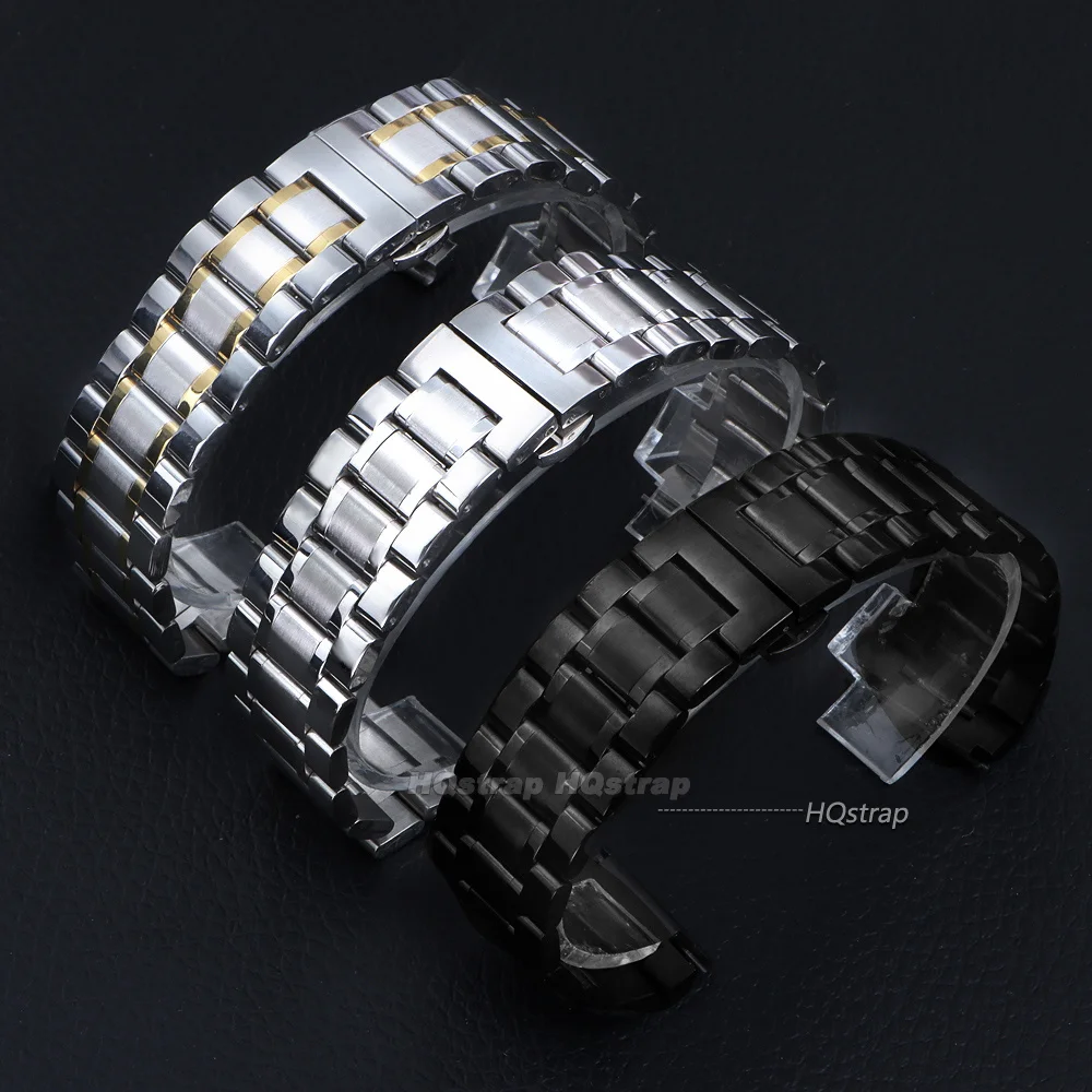 Gebogenes Edelstahl-Uhrenarmband 12/14/16/17/18/19/20/21/22/23/24mm Armband mit Schmetterlingsverschluss für Damen und Herren Universelles Band – Detail 3