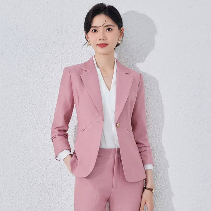 High-End Pink Suit Women's Autumn and Winter2024New Business Formal Wear Manager Work Clothes Professional Tailored Suit Coat