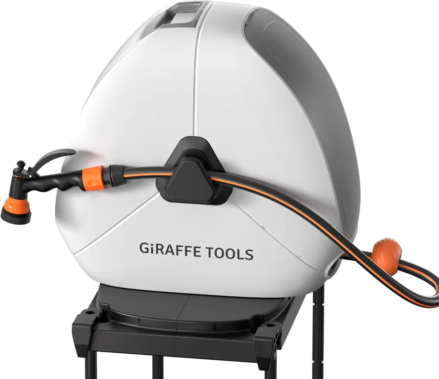 Enrouleur de tuyau rétractable Giraffe Tools à fixation au sol, enrouleur de tuyau de jardin automatique robuste avec pivot flexible