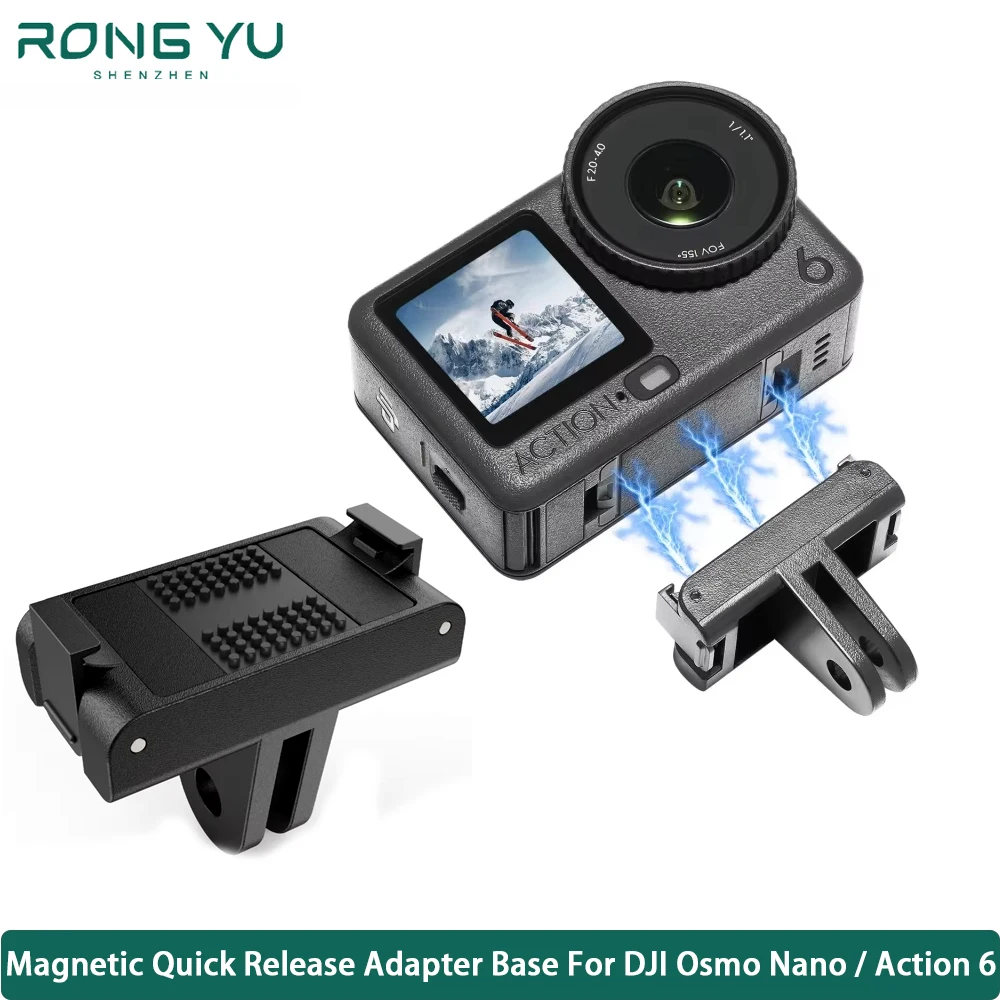 Magnetic Quick Release Adapter Base For DJI Osmo Nano Action Camera For DJI OSMO Action 6 Quick-release Two Claw Mount Adapter