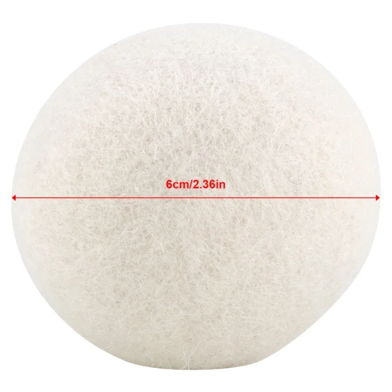 6Pcs 6cm Natural Wool Balls Water Absorption Eliminates Static Laundry Replacement