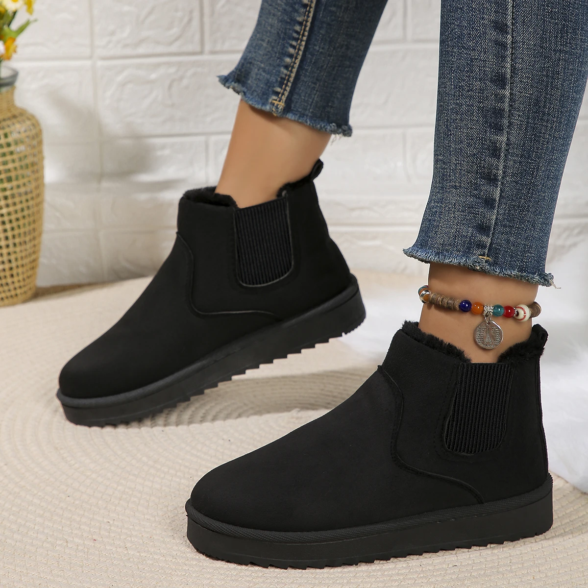 Botas de neve impermeáveis antiderrapantes para mulheres, senhoras flats, tornozelo feminino, deslizamento casual em tênis, sapatos quentes de