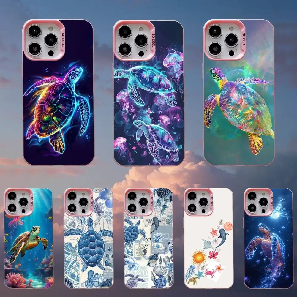 

turtle color Phone Case For iPhone 16,15,14,13,12,11,Mini,Pro,SE,MAX Pink Matte Silicone Cover