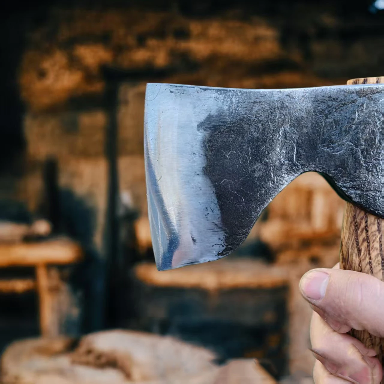 Hand Forged Camping Hatchet - Portable Bushcraft Axe Lightweight Wood Chopping Multitool for Home & Outdoor - view 2