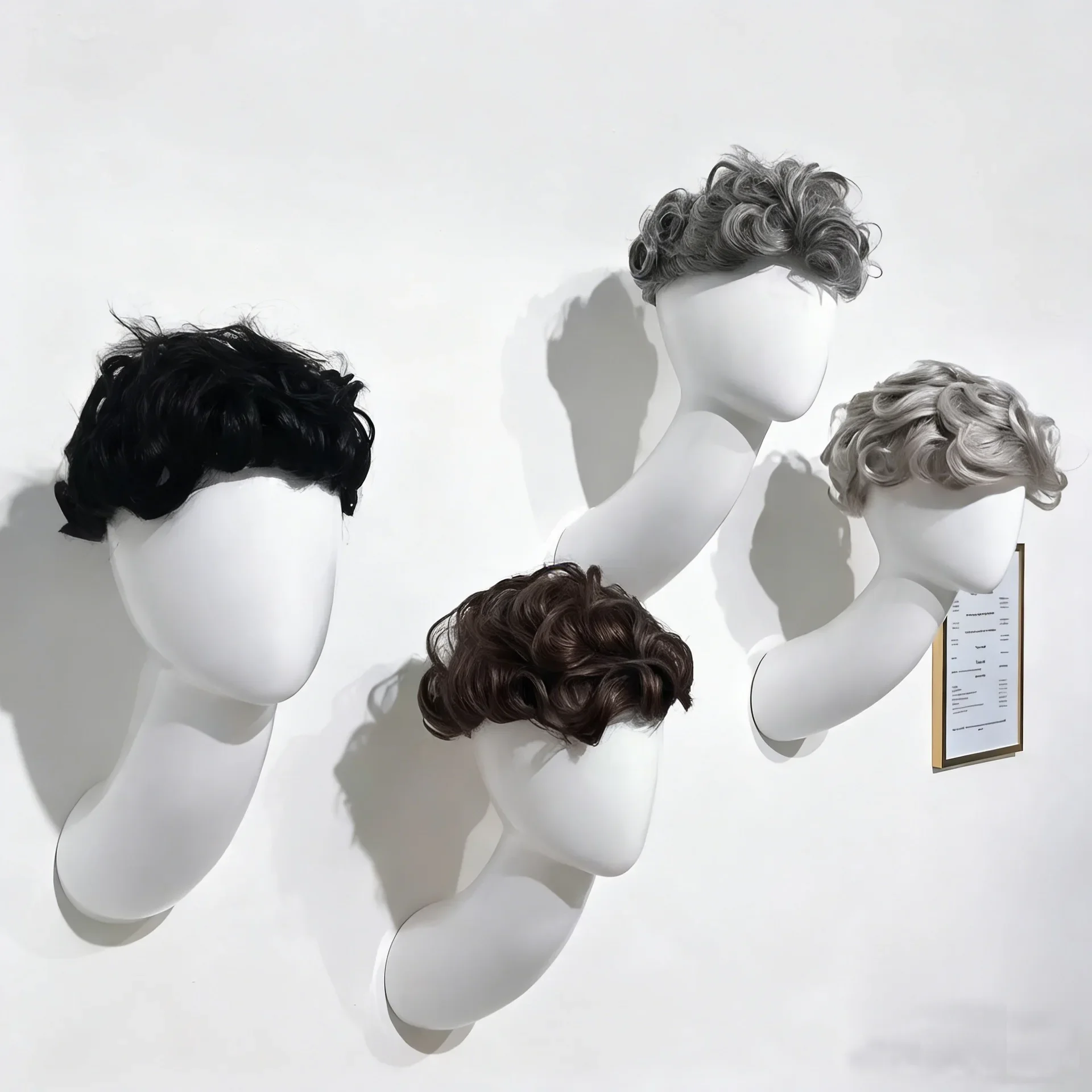 Wall hanging long neck head mold wig hat white wall hanging elbow mold FRP display props wall hanging head hat rack