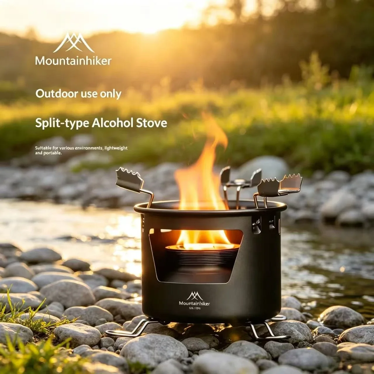 MOUNTAINHIKER Alcohol Stove Split-Type  Portable Outdoor Camping Stove with 40-Minute Burn Time