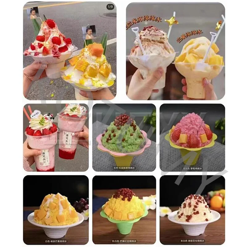 Commercial Snowflake Ice Cream Machine Snow Ice Maker Shaver Korea Bingsu Machine 4 Barrels Rainbow Color 220V/110V