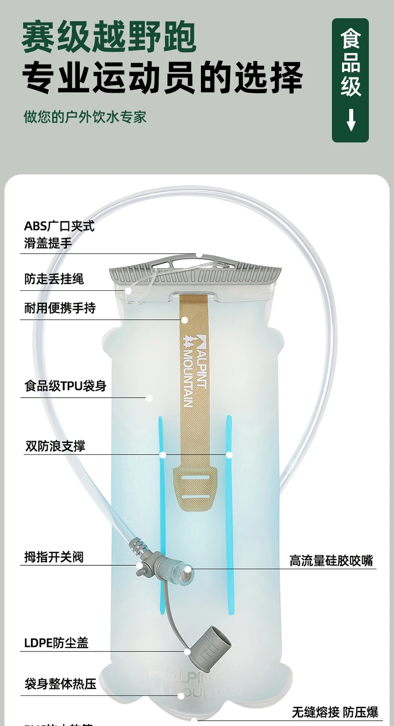 3L Hydration Bladder BPA-Free Leak Proof Durable Water Reservoir for Cycling,Hiking,Running,Climbing,Biking TPU Material High-Fl