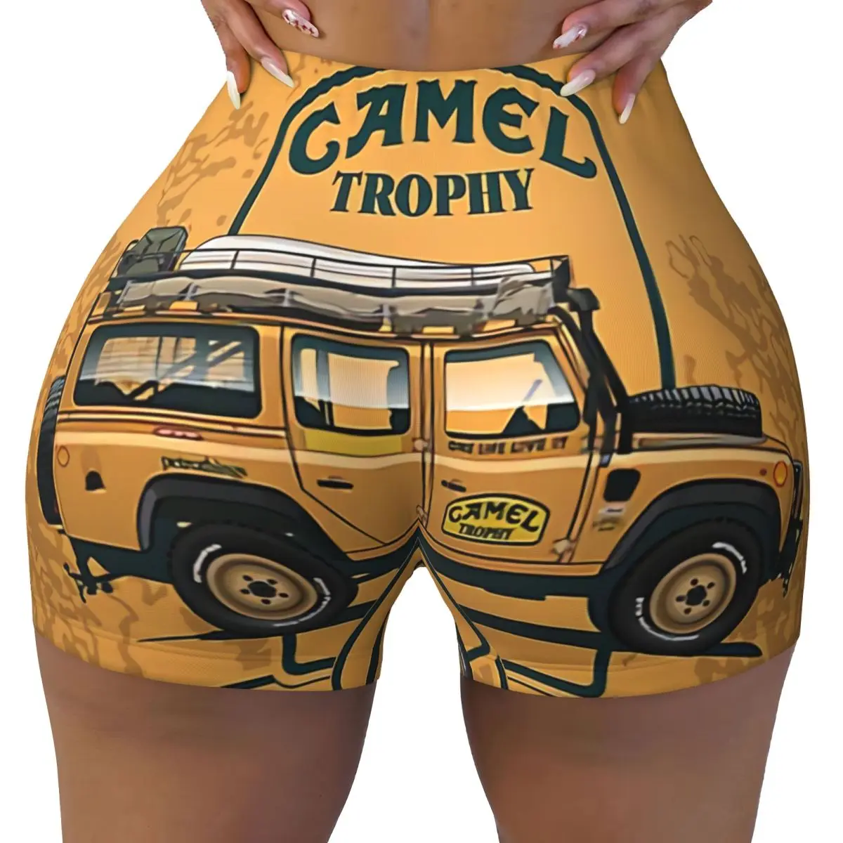 Custom Camel Trophy Workout Shorts Women Gym Running Biker Yoga Shorts