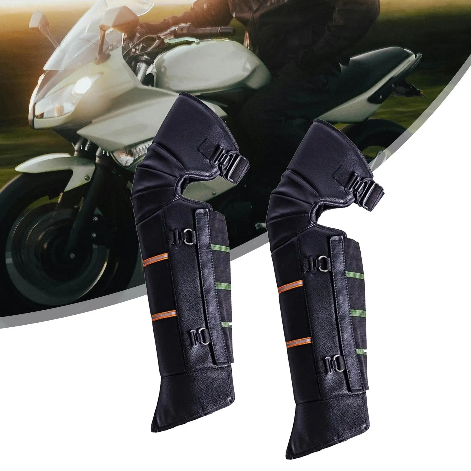 

Winter Motorcycle Knee Pads Leggings Covers Ergonomic PU Full Protective Chap for Hiking Motorbike Riding Accessories