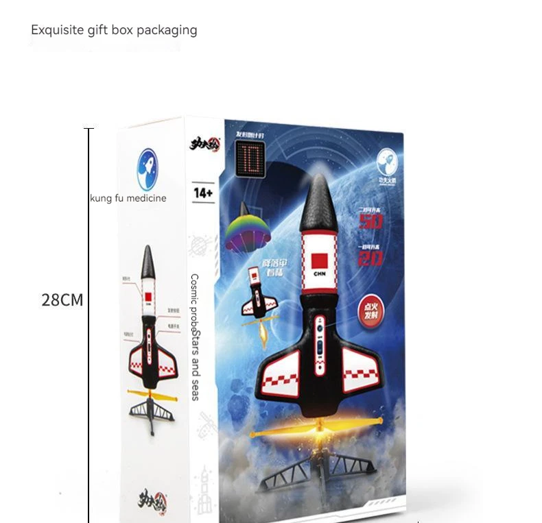 Fusée Jouet Avec Parachute Et LED - Jeu Extérieur éducatif - Pour Jardin, Parc - Activité Familiale Et Scientifique