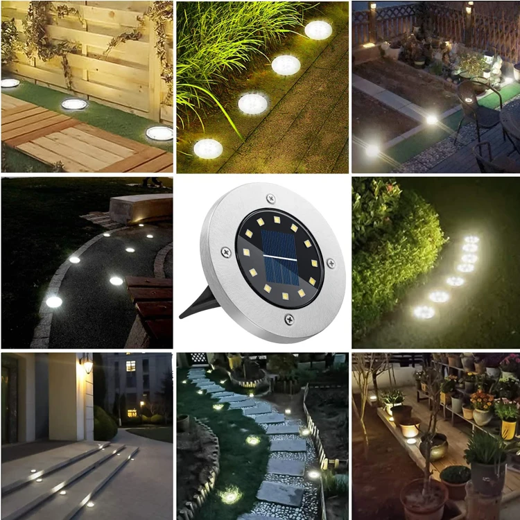 جديد الشمسية حديقة القرص ضوء مقاوم للماء الشمسية في الحديقة سطح السفينة ضوء دافئ أبيض دفن بقعة ضوء في الهواء الطلق الشمسية تحت الأرض LED مصباح