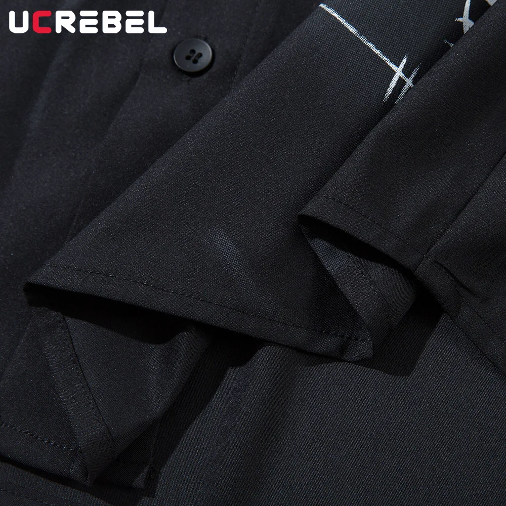 قمصان رجالي بأكمام قصيرة مطبوعة برسوم كارتونية قمصان صيفية ذات ثنيات عالية الشارع واحدة الصدر وطية صدر السترة نصف كم للرجال