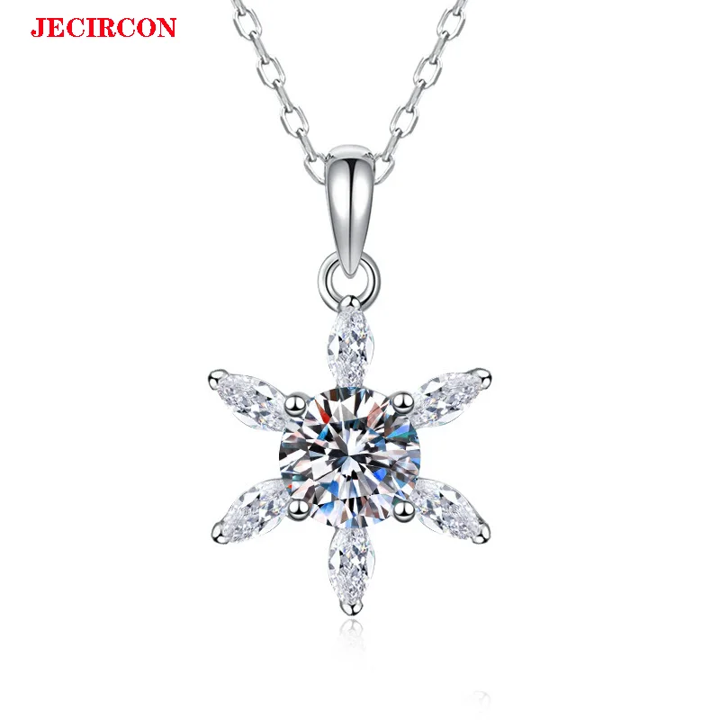 

Ожерелье из стерлингового серебра JECIRCON S925, 1-каратный кулон со сверкающей звездой из муассанита и блестящая маркиза - ювелирные изделия с кубическим цирконием огранки