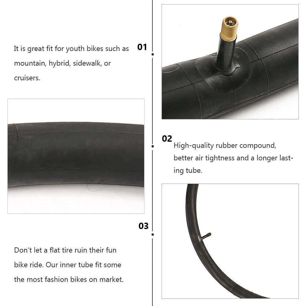 2Pcs Mountain Bike Inner Tubes Valve Strong Rubber Tubes Quiet Comfortable Ride Cycling Tire Parts for Hybrid