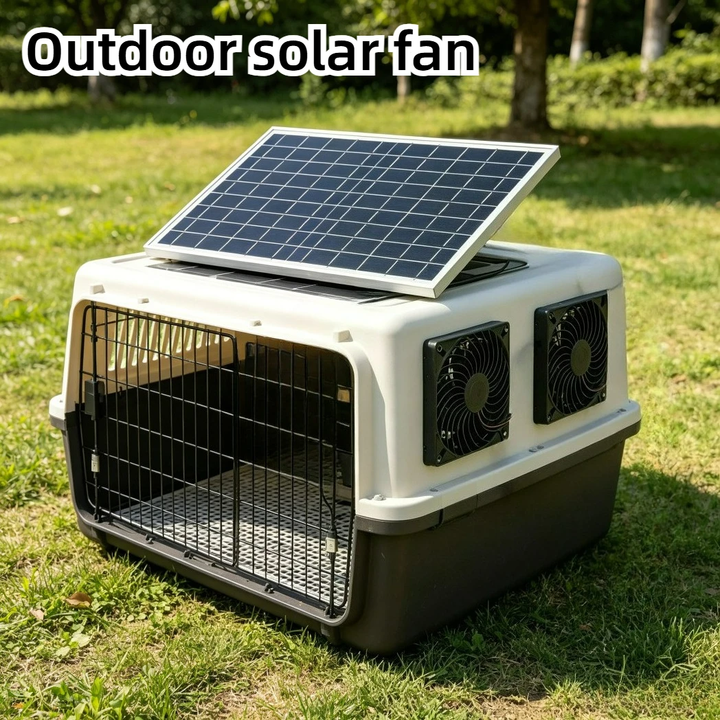 

10W Solar Powered Ventilation Dual Fans Outdoor Air Circulation Exhaust Fan for Pet House Chicken Coop Greenhouse Cooling System