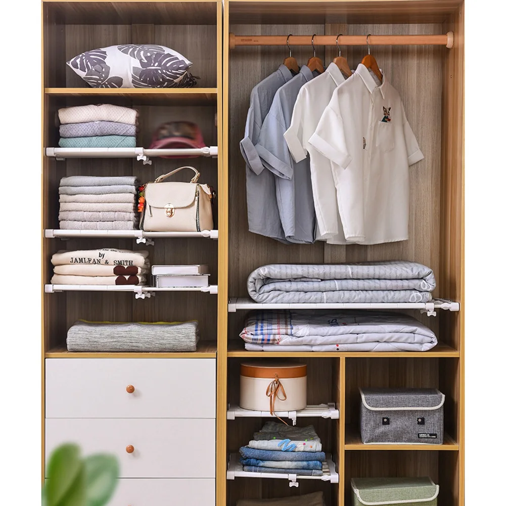 

AB09-Adjustable Kitchen Wardrobe Storage Shelves Clothing Closet Organizer Wall Mounted Rack Home Appliance