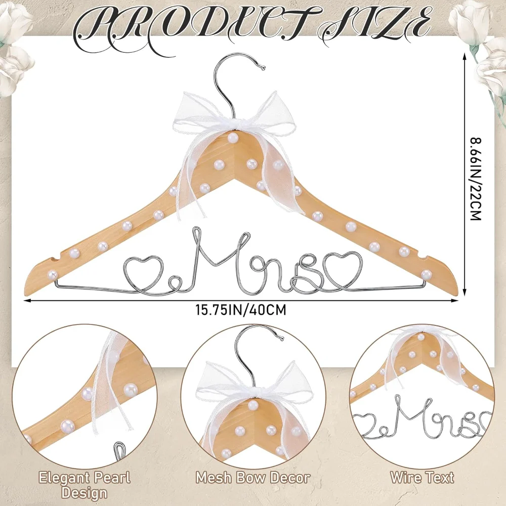 Holzperlen-Dekor, Brautkleid-Aufhänger, Brautparty, Hochzeitsgeschenk für die zukünftige Braut, Brautparty-Zubehör – Detail 3