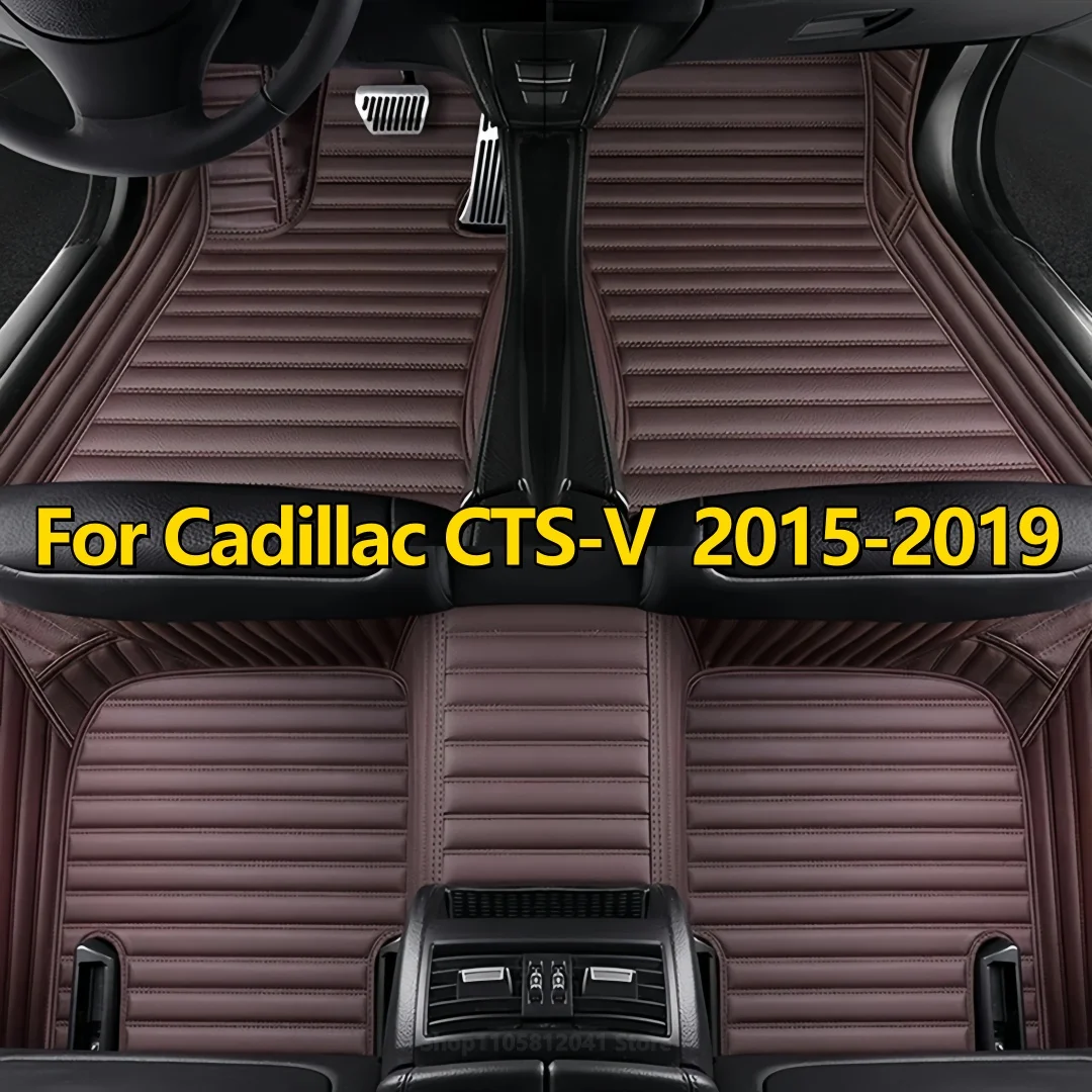 Custom Leather Car Floor Mat For Cadillac CTS-V 2015 2016 2017 2018 2019Leather Mat Durable Pad Auto Rugs Carpets Interior Parts