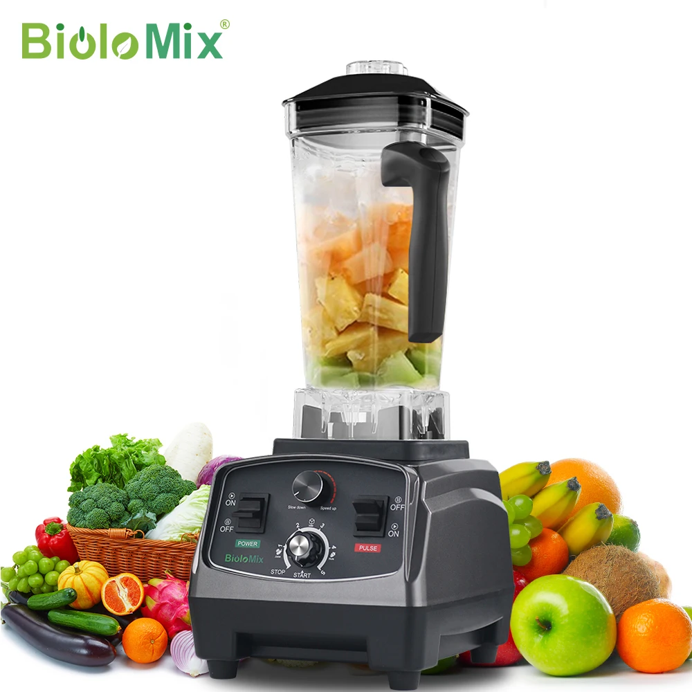 BioloMix 3 PS 2200 W Hochleistungs-Timer in kommerzieller Qualität, Mixer, Entsafter, Obst, Küchenmaschine, Eis-Smoothies, BPA-frei, 2 l Glas