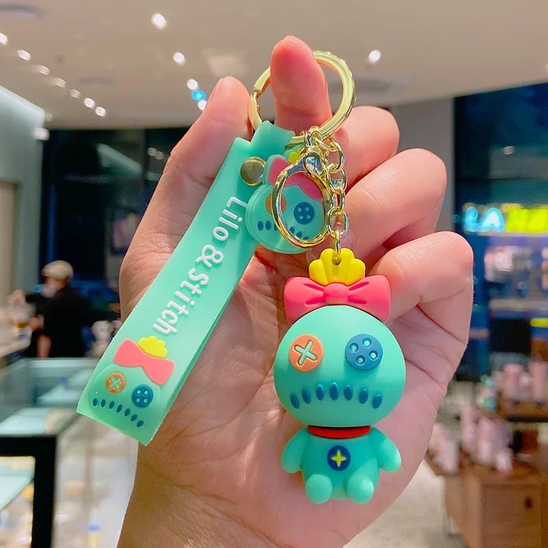 アニメファッションキーホルダー漫画ステッチかわいい人形PVCキーチェーン子供キーリング車飾り女の子男の子お祭り新年ギフト