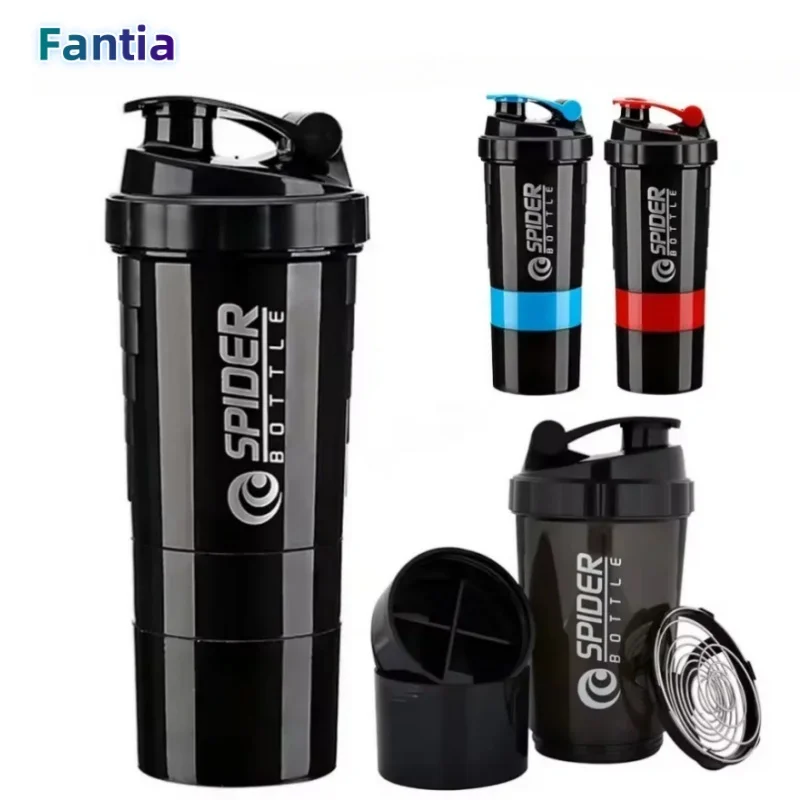 Shaker Cups Portable Protein Powder Shaker Water Bottles Outdoor Sports Milkshake Kettle Gym Fitness Mixing Shake Bottle
