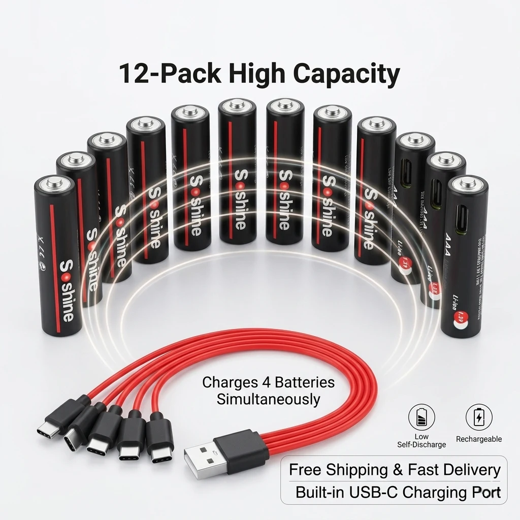 

1.5V AAA Rechargeable Li-ion Batteries 1100mWh USB Charging Long Life 1000 Cycles for Remote Mouse