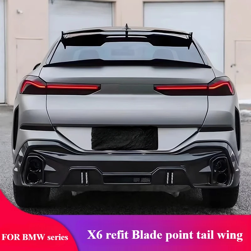 FOR New BMW X6 modified Black Knight Knife point style tail wing rear spoiler exterior trim kit