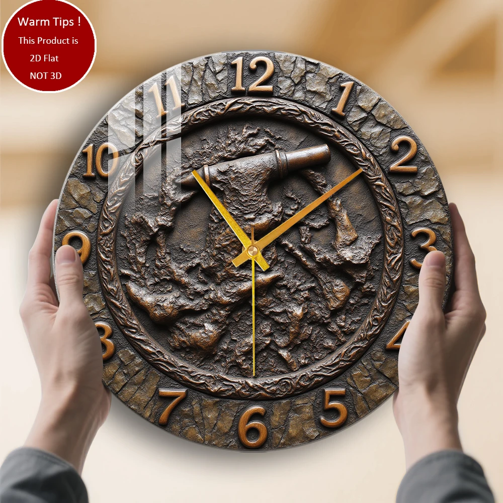 Tempered Glass Wall Clock Clock Face With Hammer Suitable For Wall Decor or Tabletop Display Anywhere