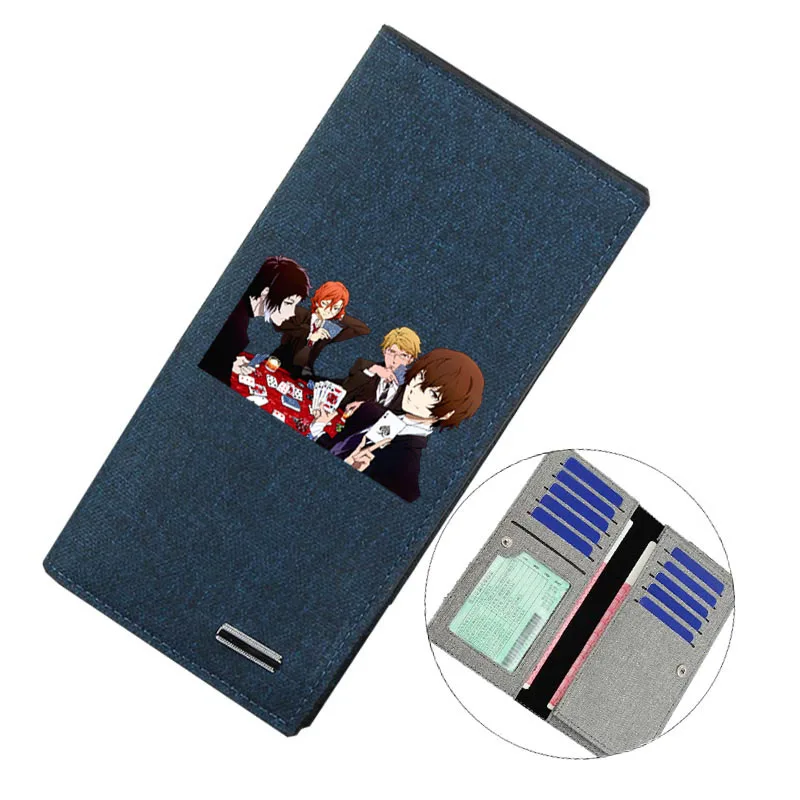 Teenagers Canvas Cartoon Long wallet Money Cards Bags Kids Coin Bag Short Purse for anime Bungo Stray Dogs  Long  Canvas wallet