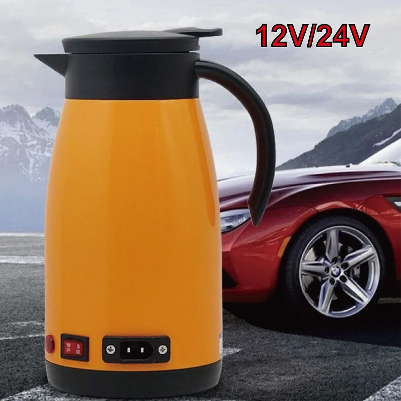 12V/24V Car Electric Kettle 304 Stainless Steel Quick Kettle Truck 100°C Boiling Water Heater with Cigarette Lighter 680ml