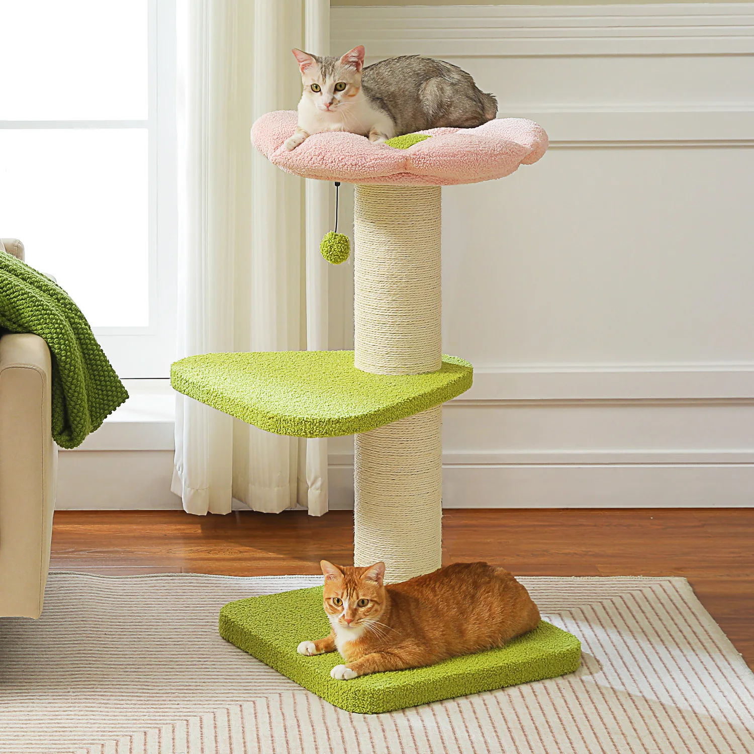 Cats Scratching Post Thick Cat Tree Cat Tower for Large Cats Flower Cat Bed Tall Cat Scratcher for Indoor Cats