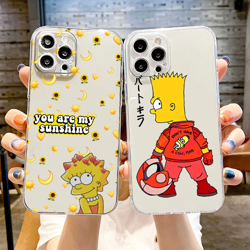 Etui na telefon Apple iPhone 15 14 13 12 11 SE XS XR X 7 8 6 5 mini Plus Pro MAX 2020 Disney Simpsons Bart śliczne przezroczyste etui