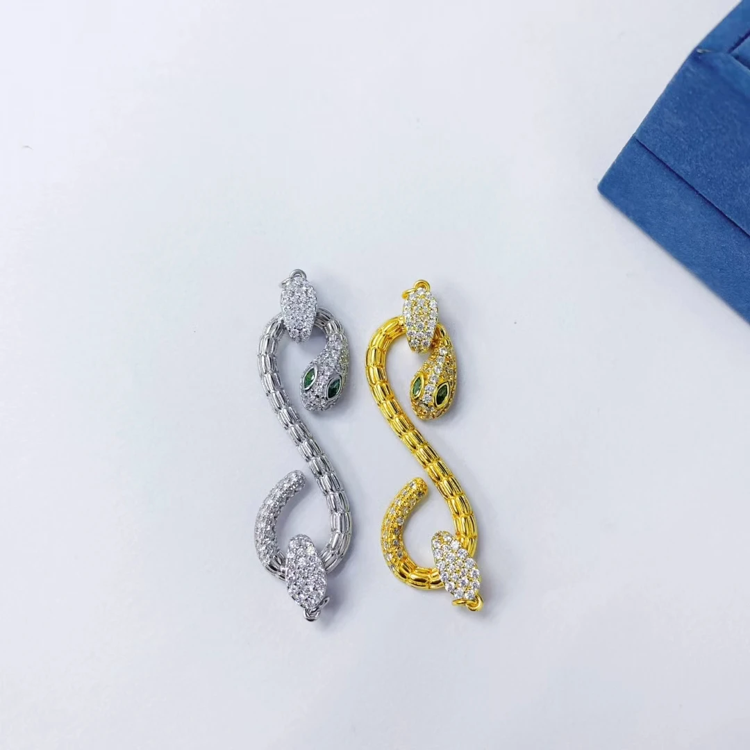 Wholesale DIY Snake Shape S925 Sterling Silver Necklace Bracelet Clasp Hook Accessories for 5-20mm Pearls 5pcs/lot