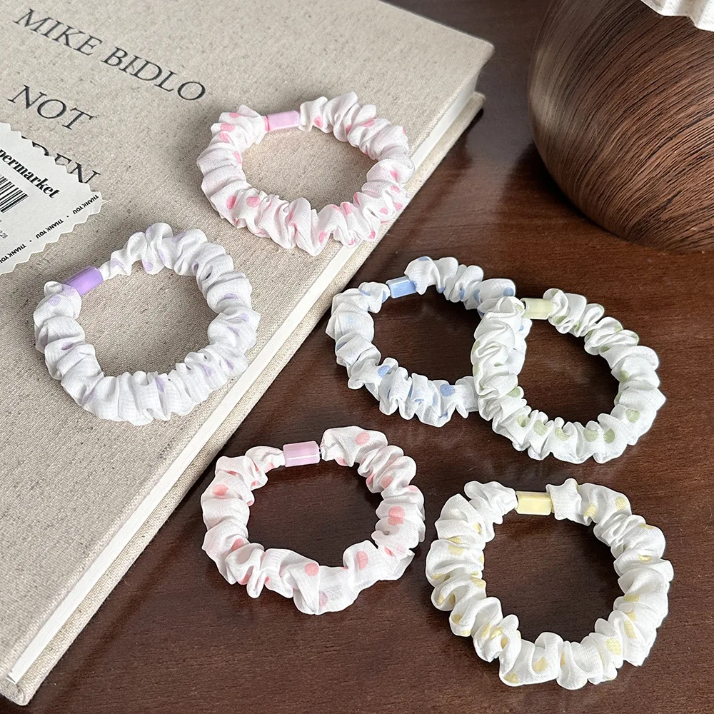 

Fabric Head Rope Hair Accessories Mercerized Polka Dots Small Intestine Circle women's Flat Buckle Rubber Band Hair Accessories