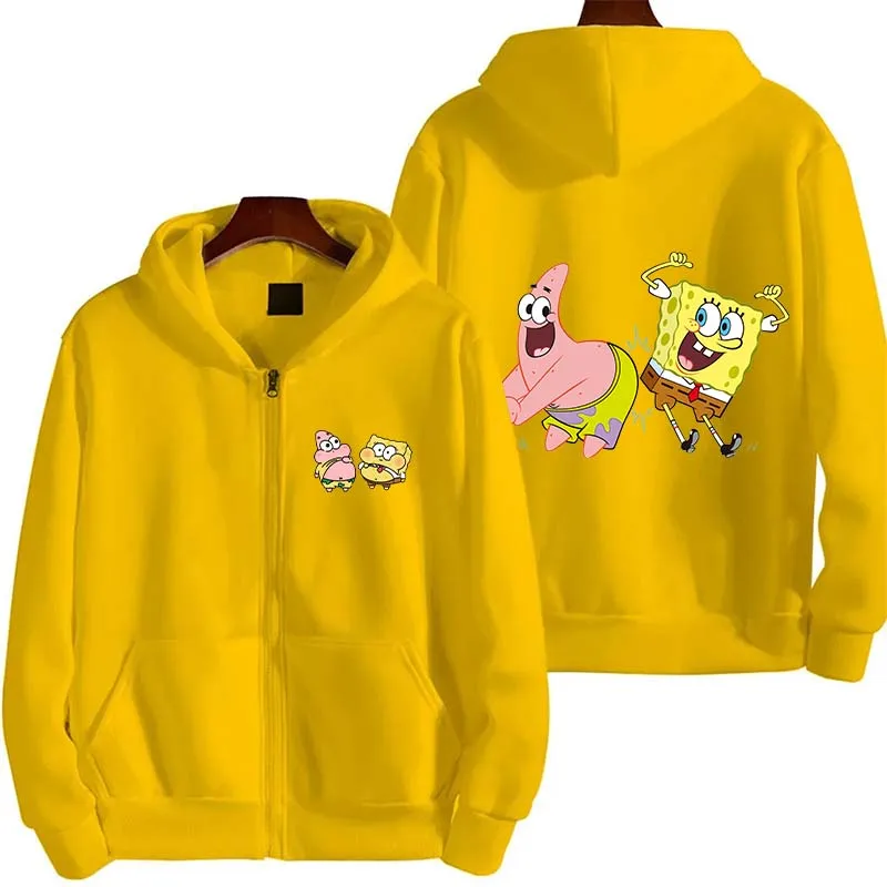 SpongeBob SquarePants And Patrick Star Anime Men's New Zipper Hoodie Women's Pullover Couple Outdoor Sports Top Free Shipping