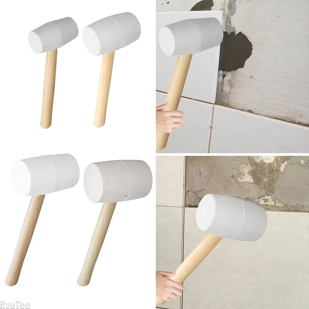 Durable Eco-Friendly Rubber Mallet Hammer with Wooden Handle for Camping Flooring Tent Pegs Woodworking Soft Blow Tasks