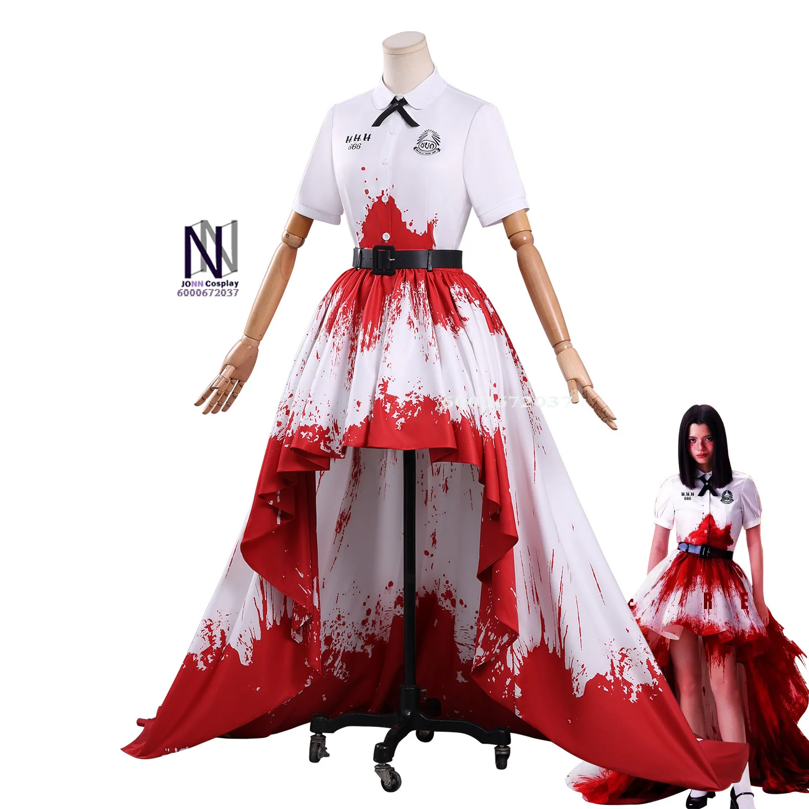 

Hot Movie/TV Girl From Nowhere: The Reset Cosplay Costume Anime Nanno Role Playing Red White Ombre Dress Outfit Women Comic Con