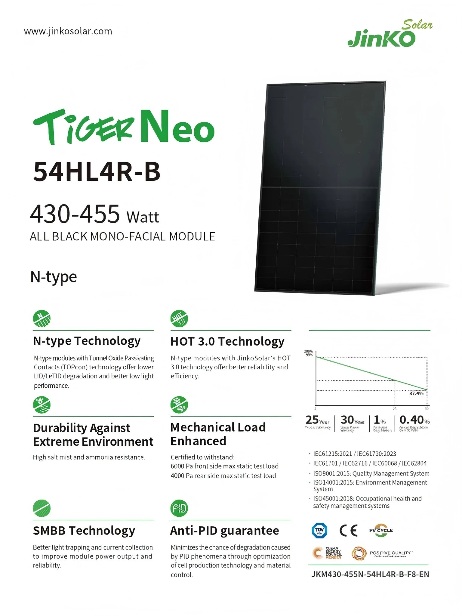 USA HZ Energy Half Cell N-Type 400W 440W Panneau solaire tout noir en stock Entrepôt américain disponible