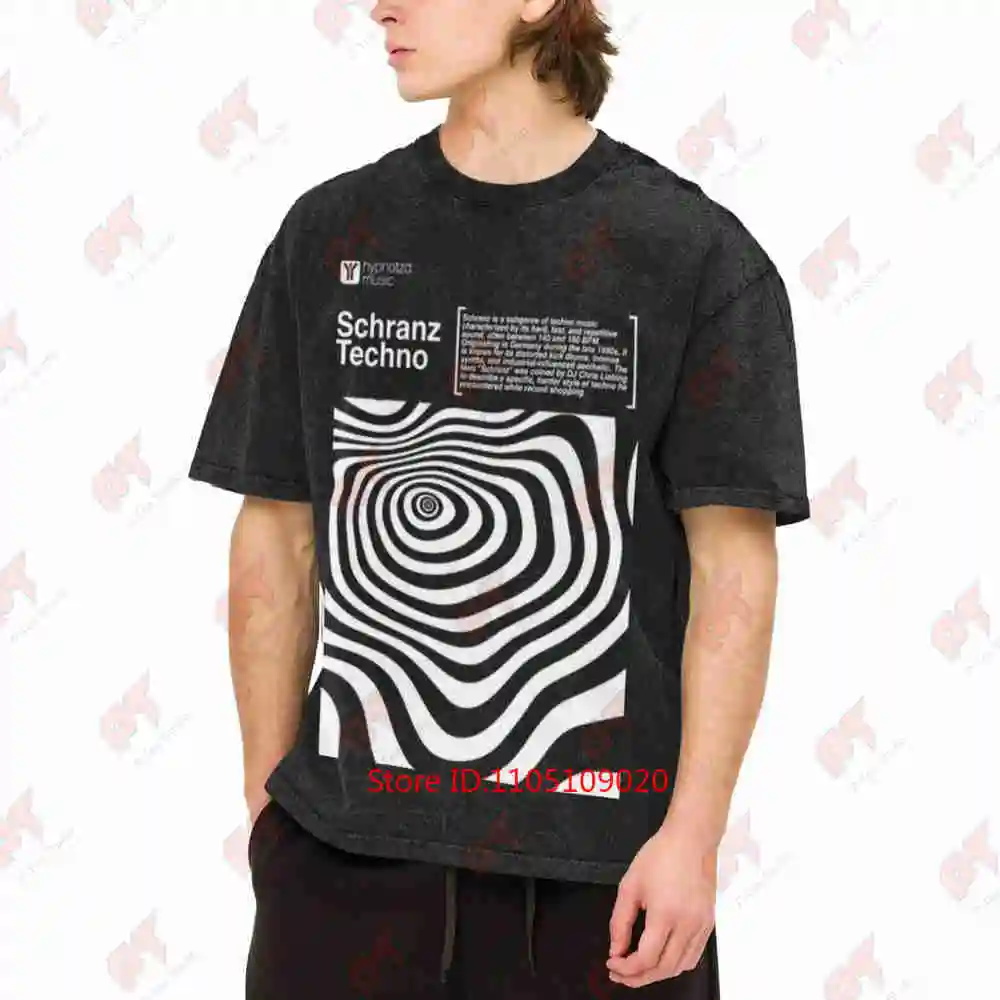 Schranz Techno Optical Illusion Underground Ravers Vintage Washed Tee Pure Cotton T-Shirt