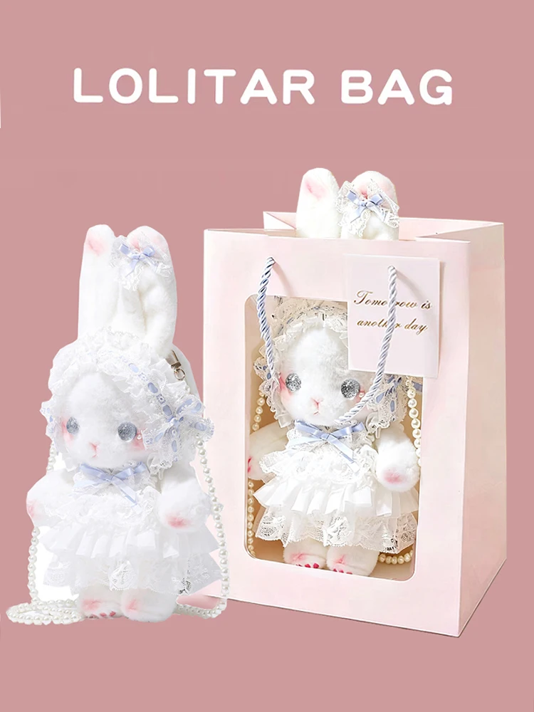 Lolita Rabbit Ear Crossbody Bag Cute Precise Birthday Gift for Girls High Aesthetic Value Soft Korean Style Soft Fabric 