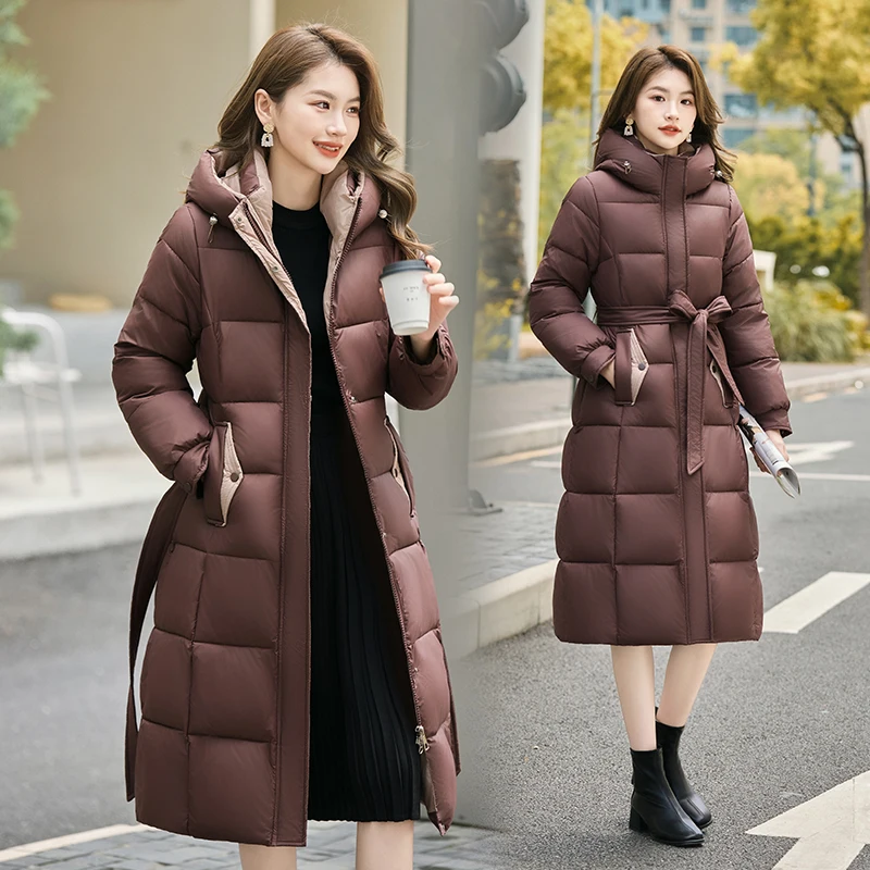 

Женское длинное пальто, новинка 2024, осенне-зимняя парка, женская толстая пуховая хлопковая куртка, пальто Femme, повседневная теплая толстая верхняя одежда, женский топ