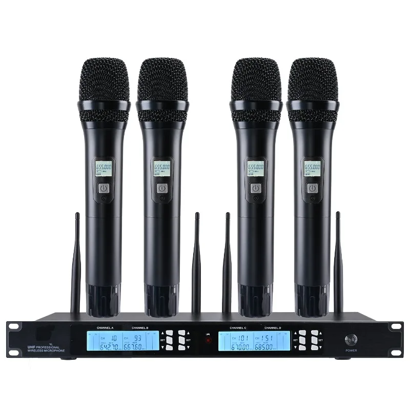 Professional wireless microphone, one drag and four u segments, stage performance, school handheld collar headset