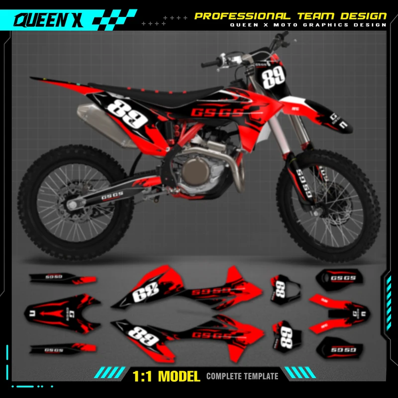 Queen X MOTOR Custom Team Graphics Backgrounds Decals For 3M Stickers Kit For GASGAS GAS GAS 2021 2022 2023 EC MC 025