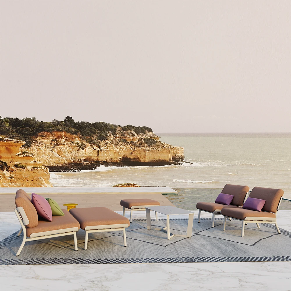 Minimalist Design Modern Outdoor Sofa Set, Aluminum Patio Furniture, Garden Sofa, Weather-Resistant, Comfortable Seating