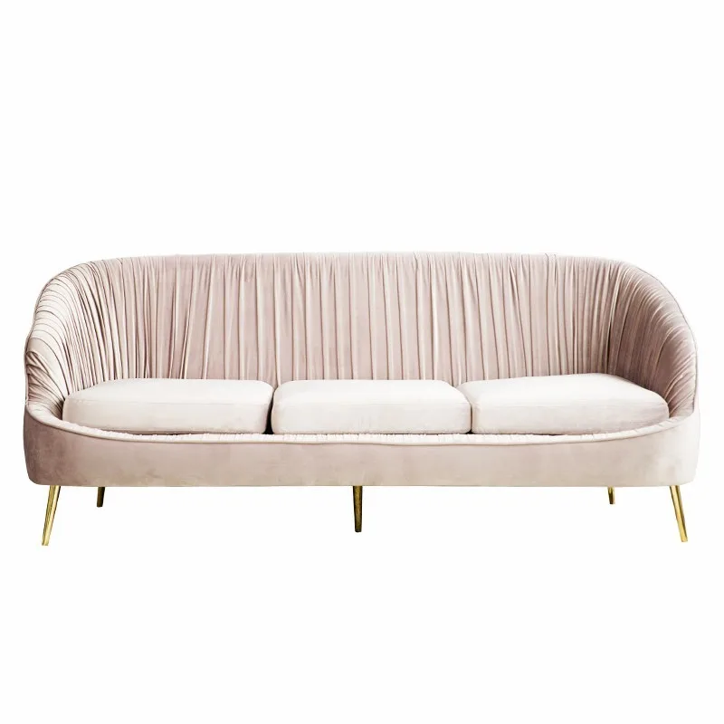 Light luxury velvet small apartment photography sofa, clubhouse double three reception