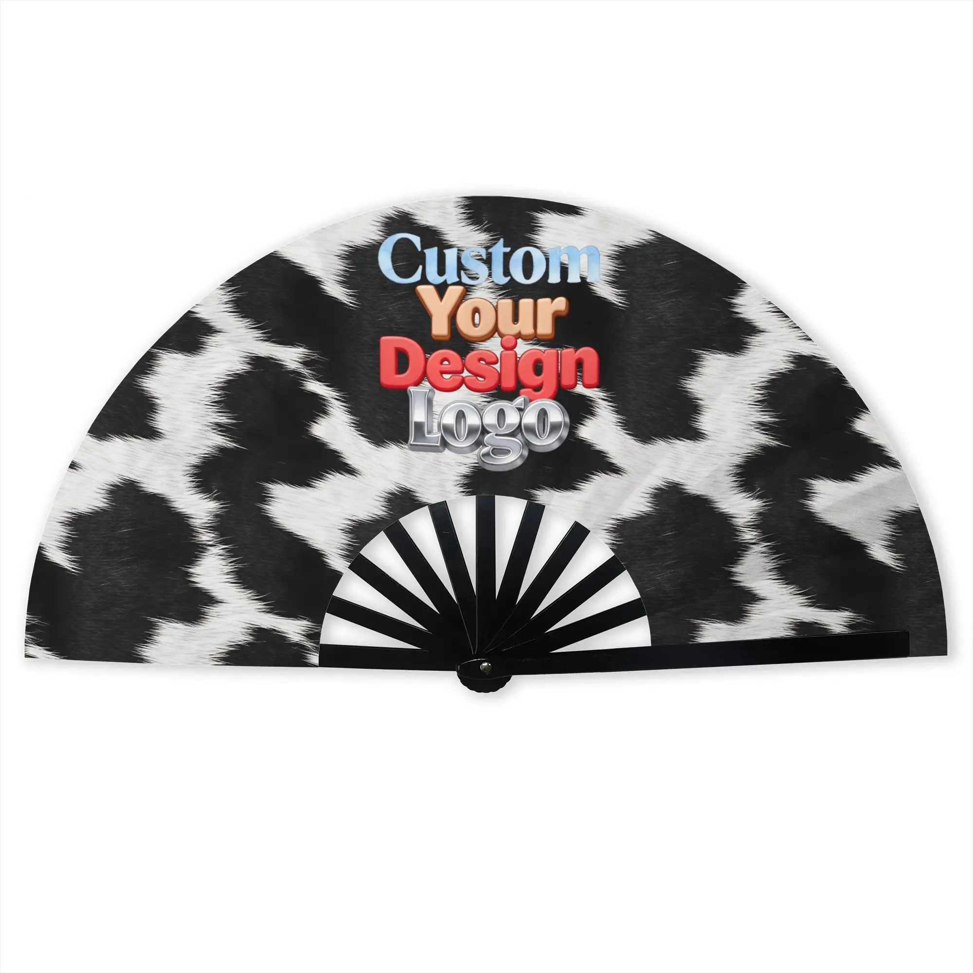 Farmhouse Cowhide Pattern Portable Pocket Fan Travel  Folding Fan Chinese Dance Cooling Handheld Fans
