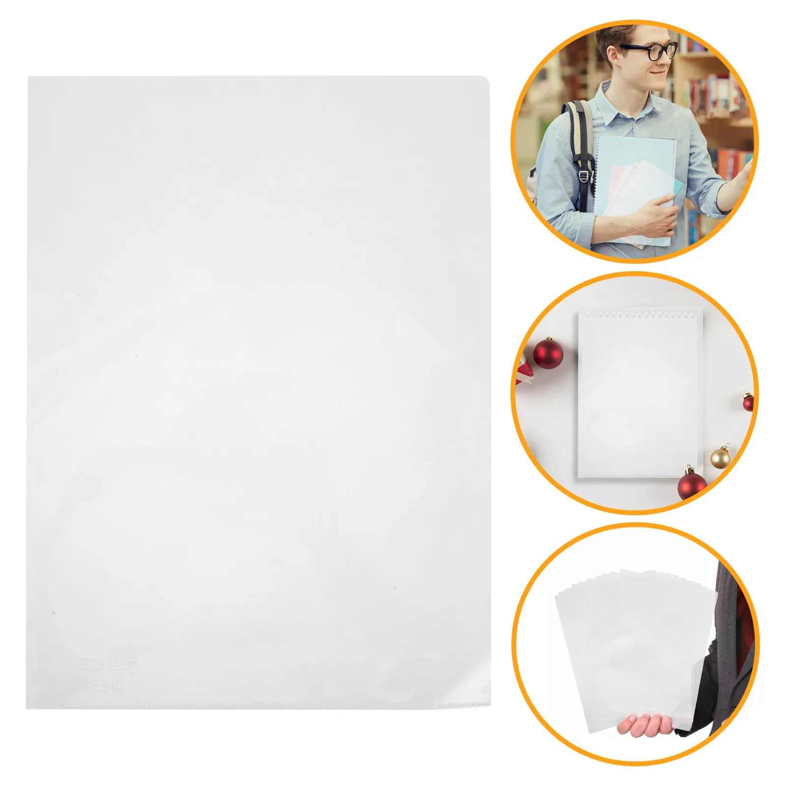 

10Pcs L-Shaped A4 Clear Document Folder Large Capacity Transparent Plastic File Holder School Office Organizer